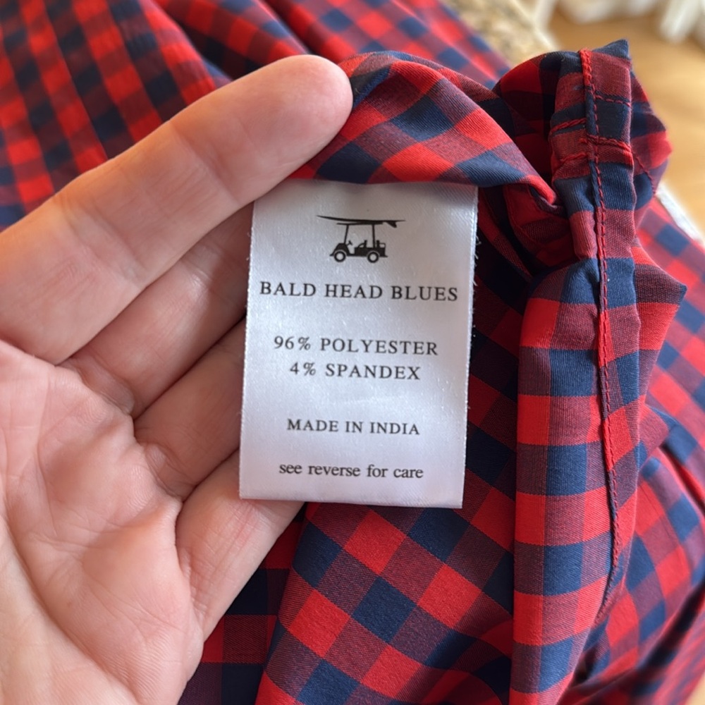 Bald Head Blues Gingham Performance Button Down Shirt Size XL - Picture 9 of 9